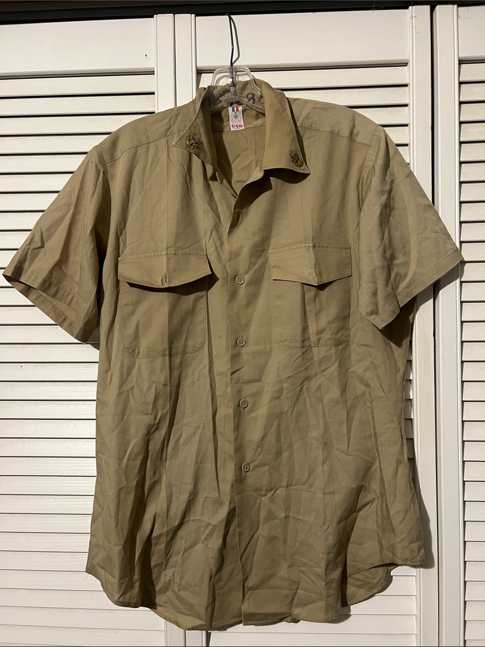 1970’s Flying Cross USN Khaki PermaPress Poplin Shirt